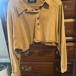 Blue B Women's Brown Button-Up Crop Top